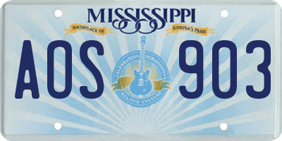MS license plate AOS903