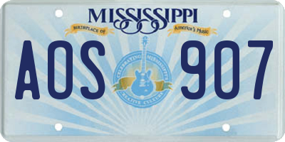 MS license plate AOS907