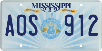 MS license plate AOS912
