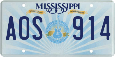 MS license plate AOS914