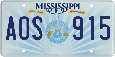 MS license plate AOS915