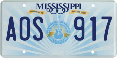 MS license plate AOS917