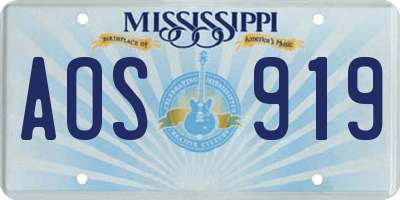 MS license plate AOS919
