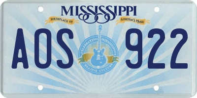 MS license plate AOS922