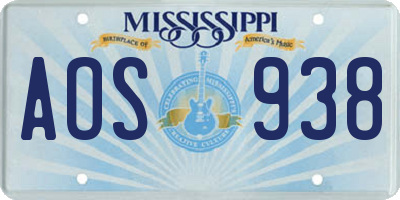 MS license plate AOS938
