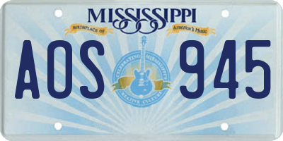 MS license plate AOS945
