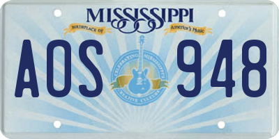 MS license plate AOS948
