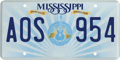 MS license plate AOS954