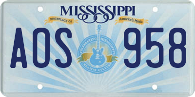 MS license plate AOS958