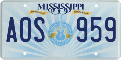 MS license plate AOS959