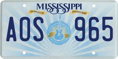 MS license plate AOS965