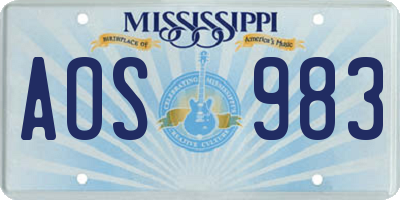 MS license plate AOS983