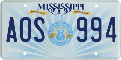 MS license plate AOS994