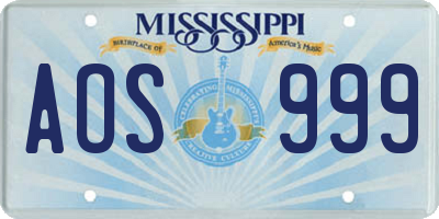 MS license plate AOS999