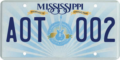 MS license plate AOT002