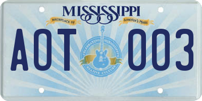 MS license plate AOT003