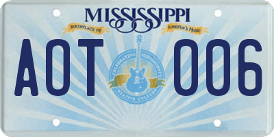 MS license plate AOT006