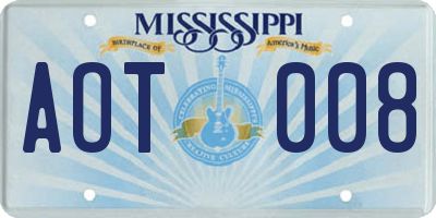 MS license plate AOT008