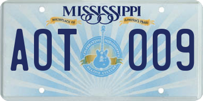 MS license plate AOT009