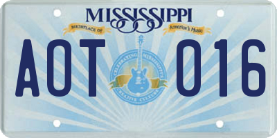 MS license plate AOT016