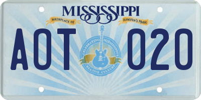 MS license plate AOT020