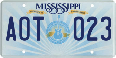 MS license plate AOT023