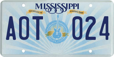 MS license plate AOT024