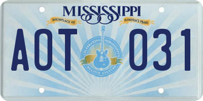 MS license plate AOT031