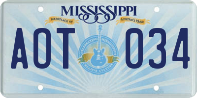 MS license plate AOT034