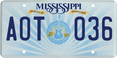 MS license plate AOT036