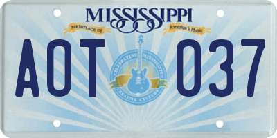 MS license plate AOT037