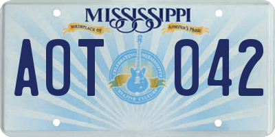 MS license plate AOT042