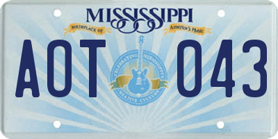MS license plate AOT043