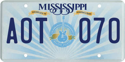 MS license plate AOT070