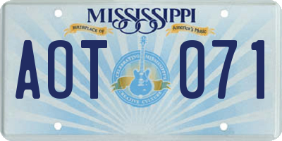 MS license plate AOT071