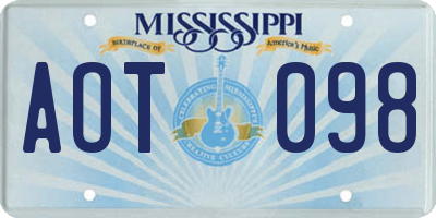 MS license plate AOT098