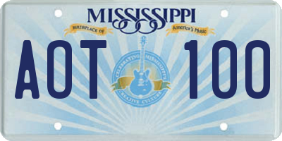 MS license plate AOT100