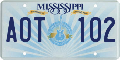 MS license plate AOT102