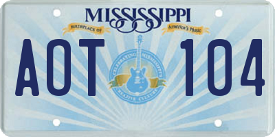 MS license plate AOT104