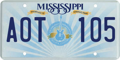 MS license plate AOT105