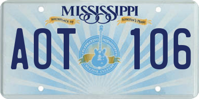 MS license plate AOT106
