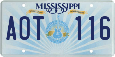 MS license plate AOT116