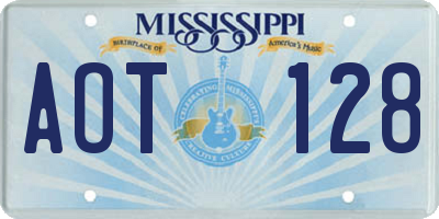 MS license plate AOT128