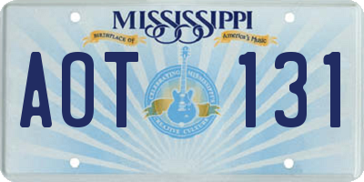 MS license plate AOT131