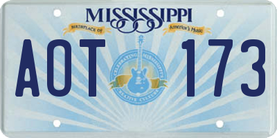 MS license plate AOT173
