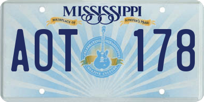 MS license plate AOT178
