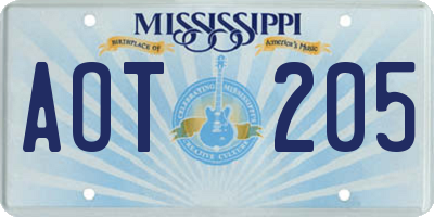 MS license plate AOT205