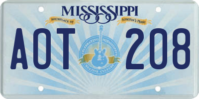 MS license plate AOT208