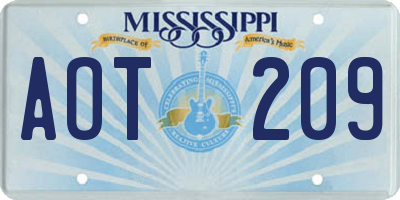MS license plate AOT209