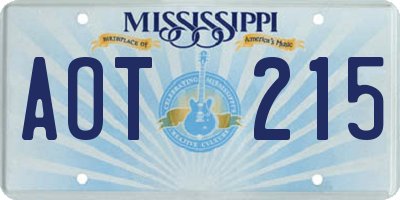 MS license plate AOT215